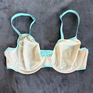 Aerie Real Free Full Coverage Mesh Bra - Cream/Aqua - 38DD